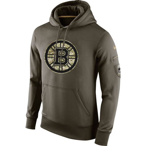 Men NHL Boston Bruins Nike Olive Salute To Service KO Performance Hoodie Green->calgary flames->NHL Jersey